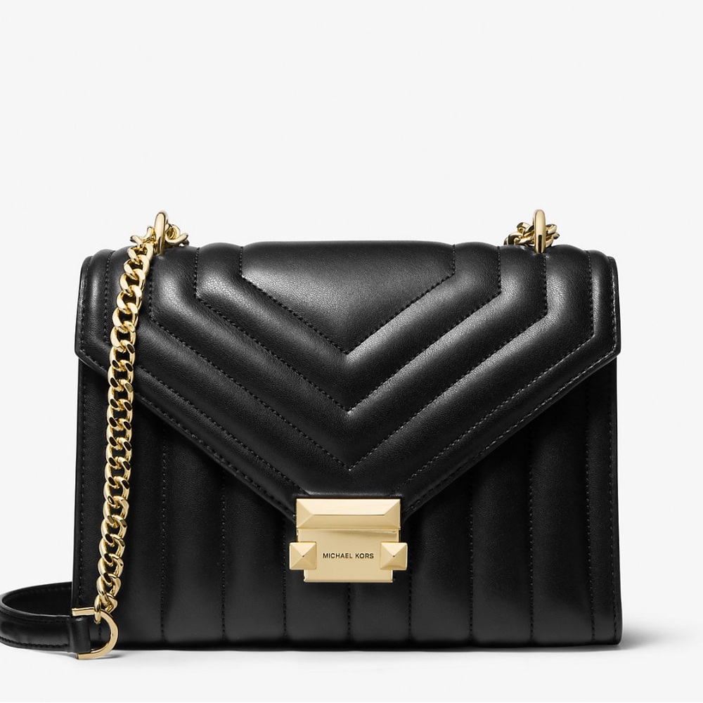 MICHAEL KORS Whitney Small Quilted Leather Convertible Shoulder Bag - Black